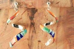Calvin Begay Genuine Spiny Oyster Shell Sterling Silver Spiral Earrings